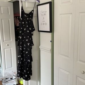 Black tiered Bardot maxi dress